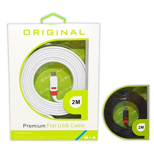 CABLE USB PLANO V8 EN CAJA 2M.