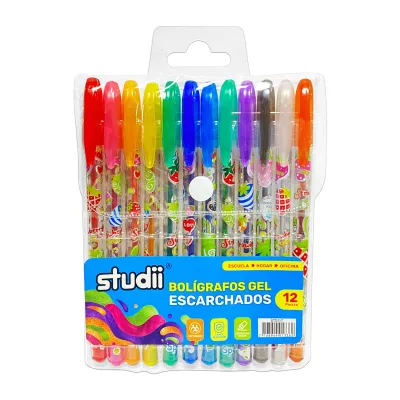 SET LAPICERO GEL ESCARCHADO CON OLOR X12 (CJX12)