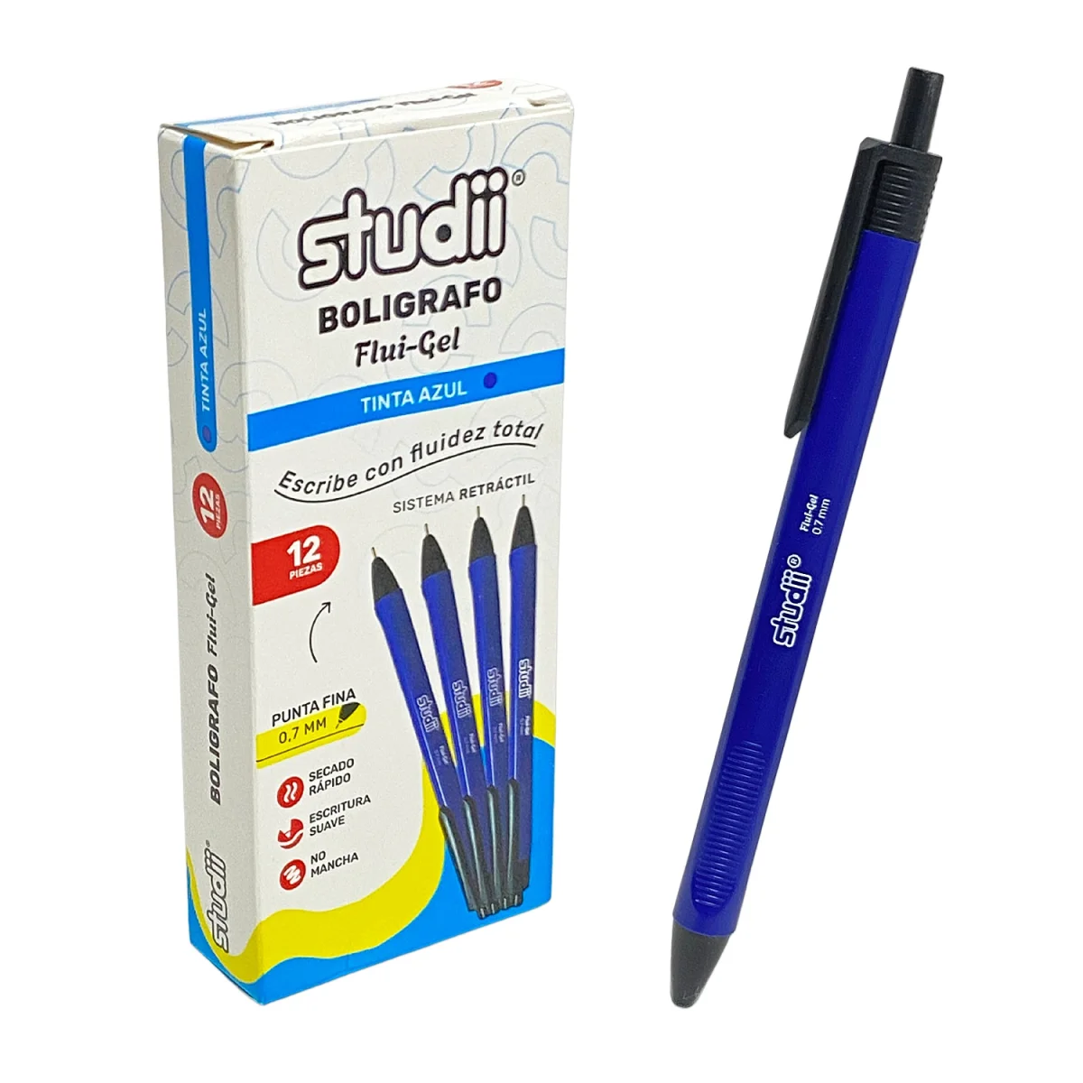 CAJA LAPICERO FLUI-GEL AZUL X12