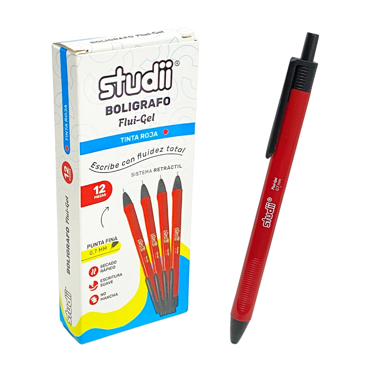 CAJA LAPICERO FLUI-GEL ROJO X12
