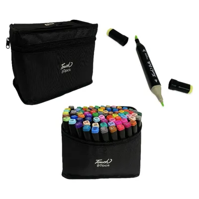 SET DE MARCADORES DOBLE PUNTA X80 COLORES