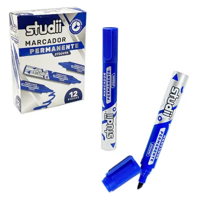 CAJA MARCADOR AZUL PERMANENTE X12
