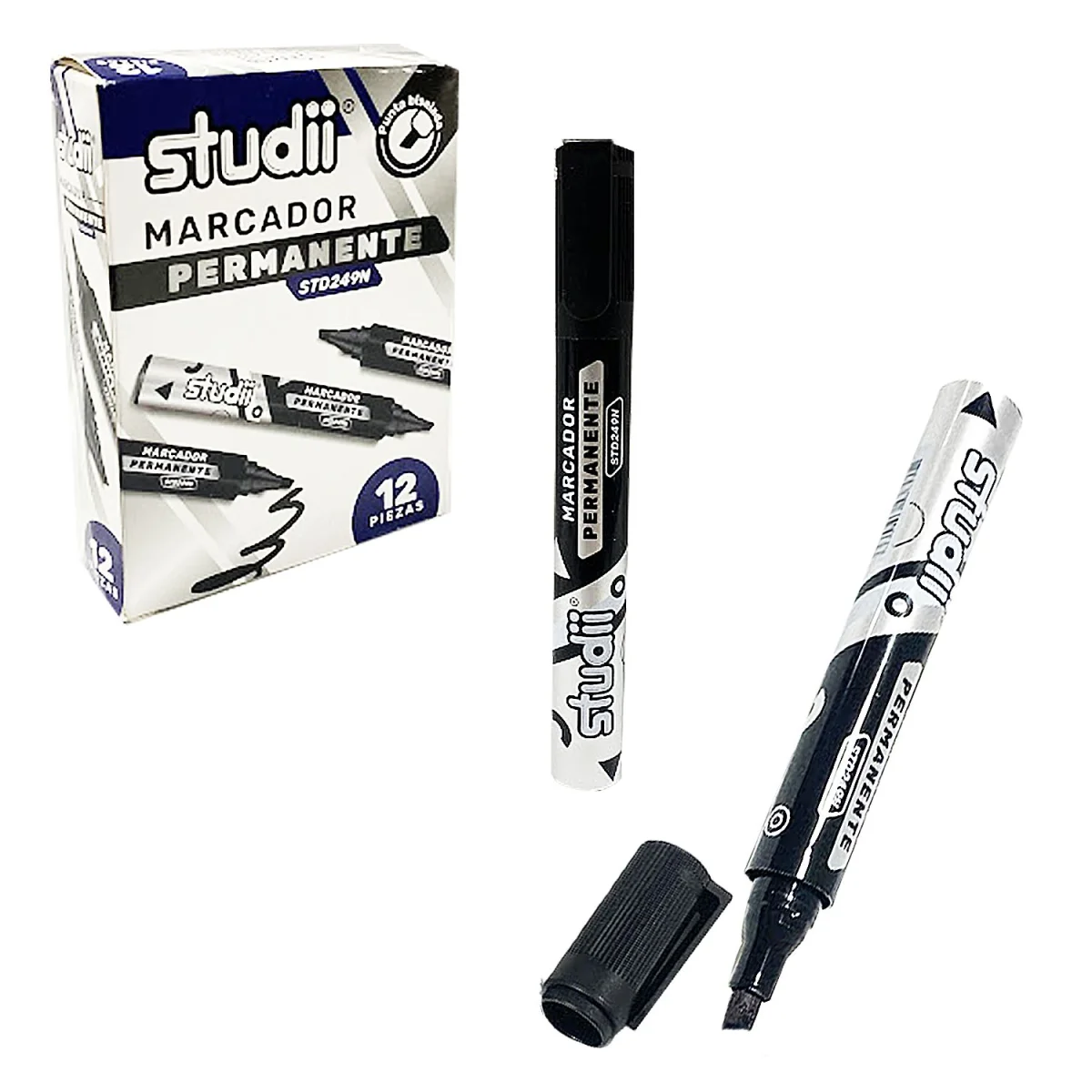 CAJA MARCADOR NEGRO PERMANENTE X12