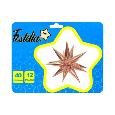 GLOBO ESTRELLA X12 PIEZAS PALO ROSA 40"(PQTX12)