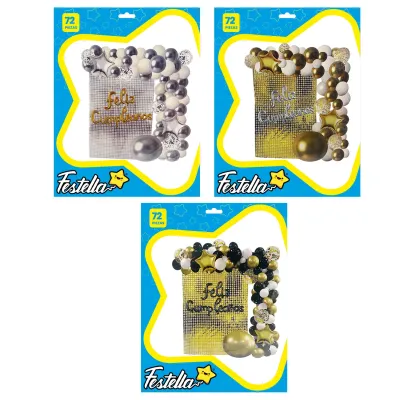 KIT GLOBO ORGANICO FELIZ CUMPLEAÑOS X72 (PQTX5)