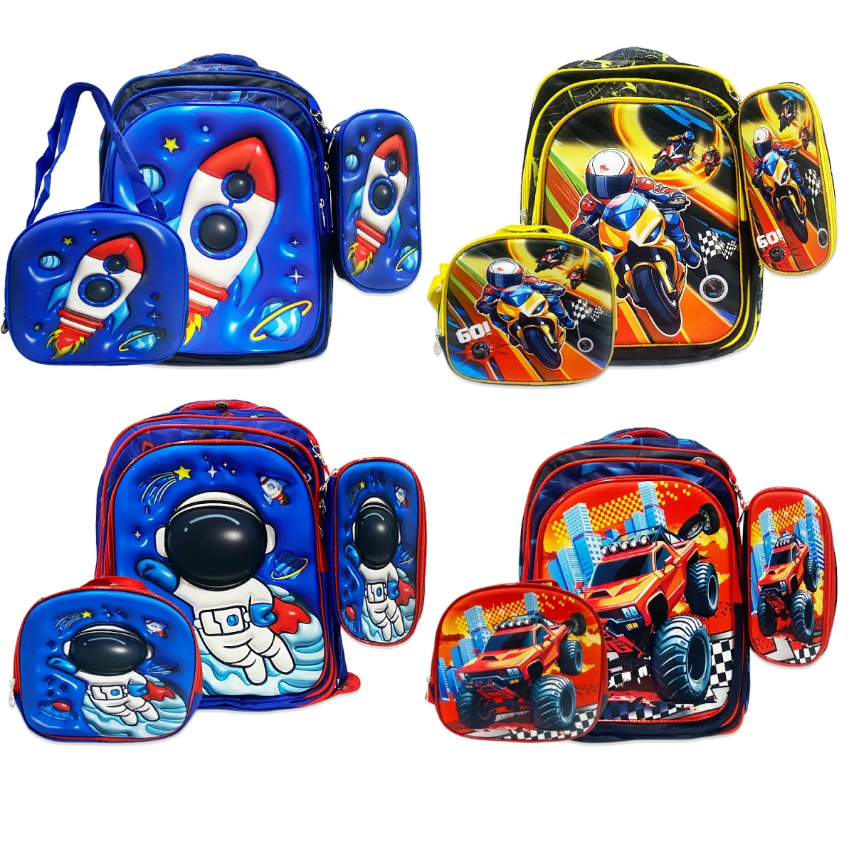 BOLSO INFANTIL NIÑO CON LONCHERA Y CARTUCHERA