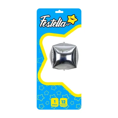 GLOBO CUADRADO PLATEADO 12" (PQTX25)