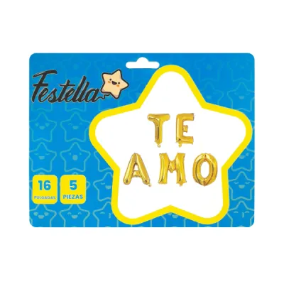 GLOBO TE AMO DORADO 16" (PQTX12)