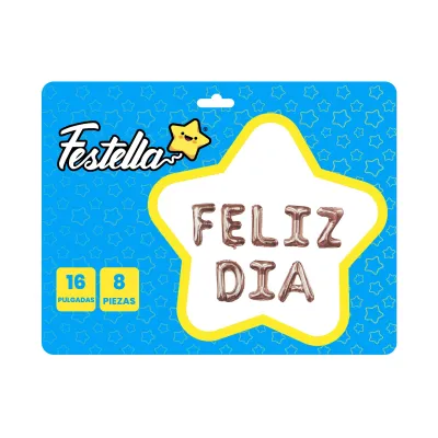 GLOBO FELIZ DIA 16" PALO ROSA  (PQTX12)