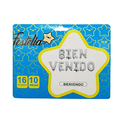 GLOBO BIENVENIDO PLATEADO(PQTX12)