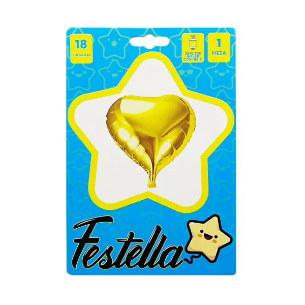 GLOBO CORAZON DORADO 18" (PQTX25)