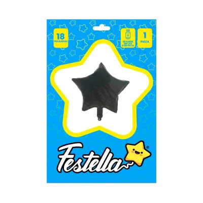GLOBO ESTRELLA NEGRO CARTON 18"(PQTX25)