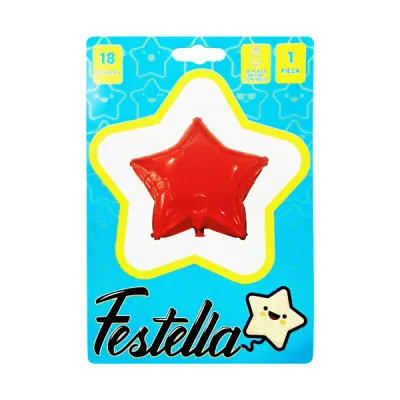 GLOBO ESTRELLA ROJO CARTON 18"(PQTX25)