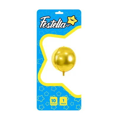 GLOBO REDONDO DORADO 10" (PQTX25)