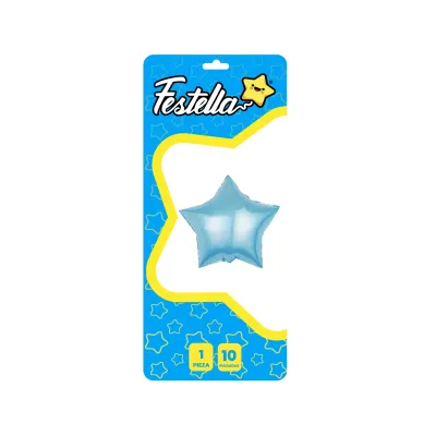 GLOBO ESTRELLA AZUL CLARO 10" (PQTX25)