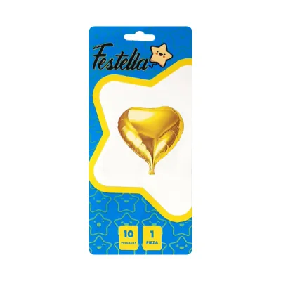 GLOBO CORAZON DORADO 10" (PQTX25)