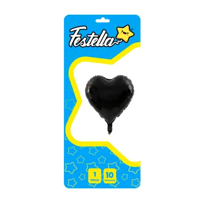GLOBO CORAZON NEGRO 10" (PQTX25)