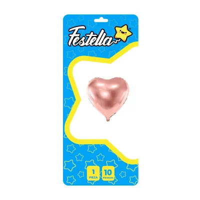 GLOBO CORAZON PALO ROSA 10" (PQTX25)
