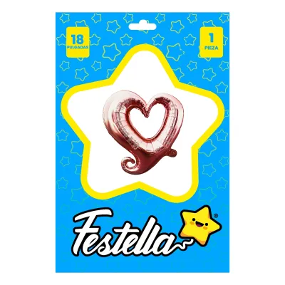 GLOBO CORAZON PALO ROSA 18"(PQTX25),