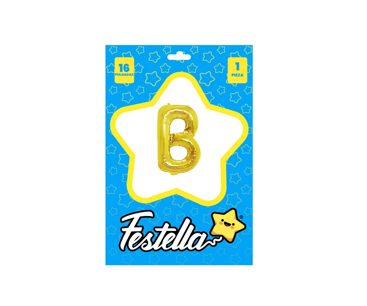GLOBO LETRA B DORADO 16" (PQTX25)