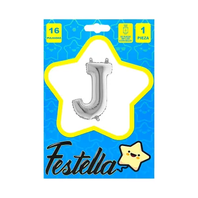 GLOBO LETRA J PLATEADA(PQTX25)