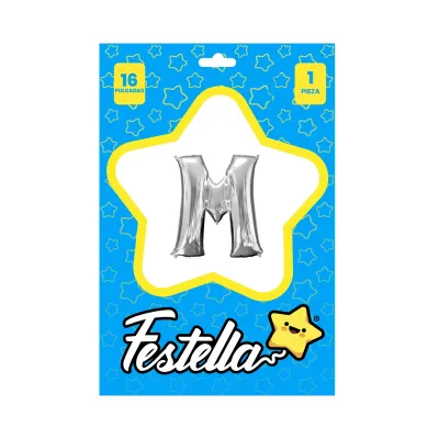 GLOBO LETRA M PLATEADO 16" (PQTX25)