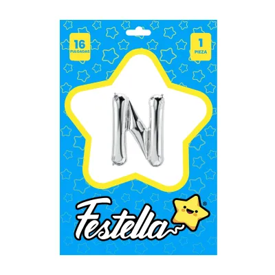 GLOBO LETRA N PLATEADA 16" (PQTX25)