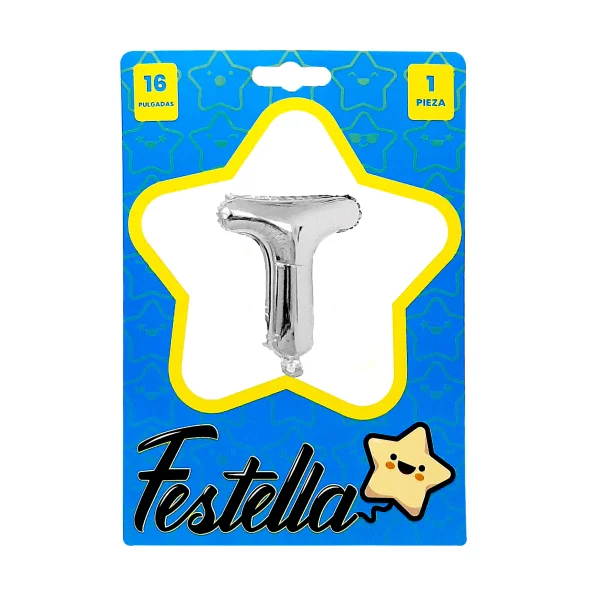 GLOBO LETRA T PLATEADA 16" (PQTX25)