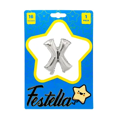 GLOBO LETRA X PLATEADA(PQTX25)