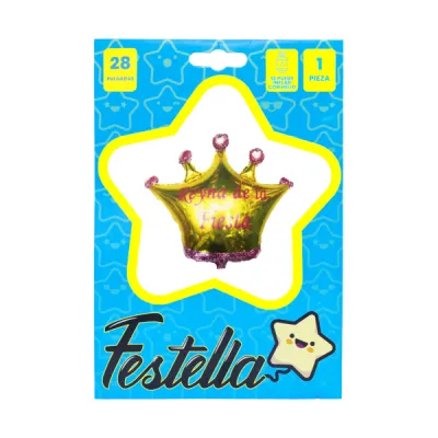 GLOBO CORONA ROSADO ESTAMPADO(PQTX25)