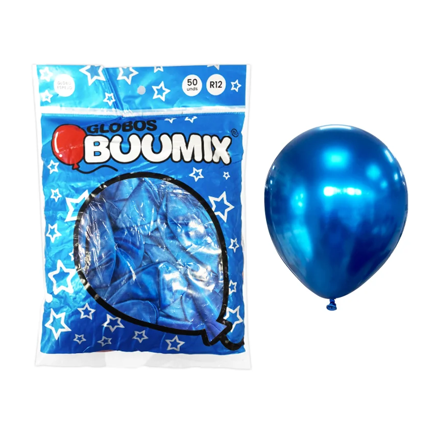 GLOBO DE LATEX ESPEJO AZUL R12 X50