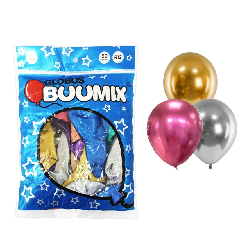 GLOBO DE LATEX ESPEJO SURTIDO R12 X50