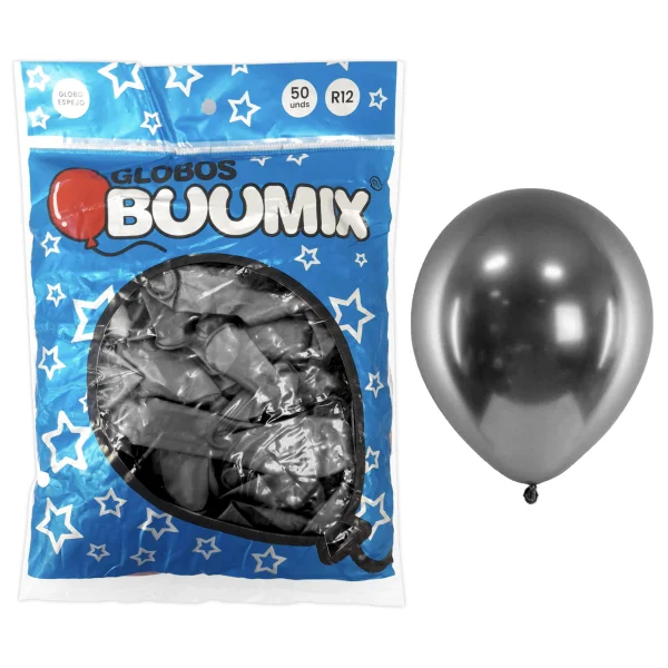 GLOBO DE LATEX ESPEJO NEGRO R12 X50