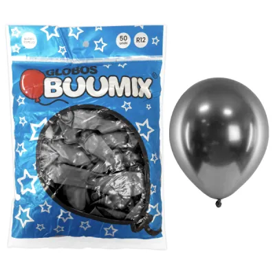 GLOBO DE LATEX ESPEJO NEGRO R12 X50