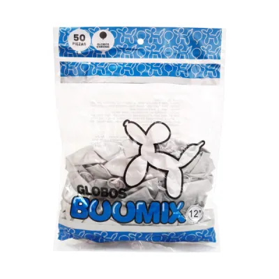 GLOBO DE LATEX ESPEJO PLATEADO R12 X50