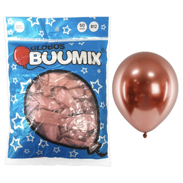 GLOBO DE LATEX ESPEJO PALO ROSA R12 X50