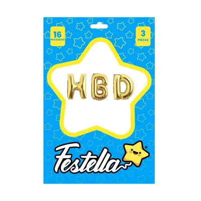 KIT GLOBO HBD 16" DORADO (PQTX25)