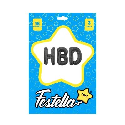 KIT GLOBO HBD 16" NEGRO (PQTX25)