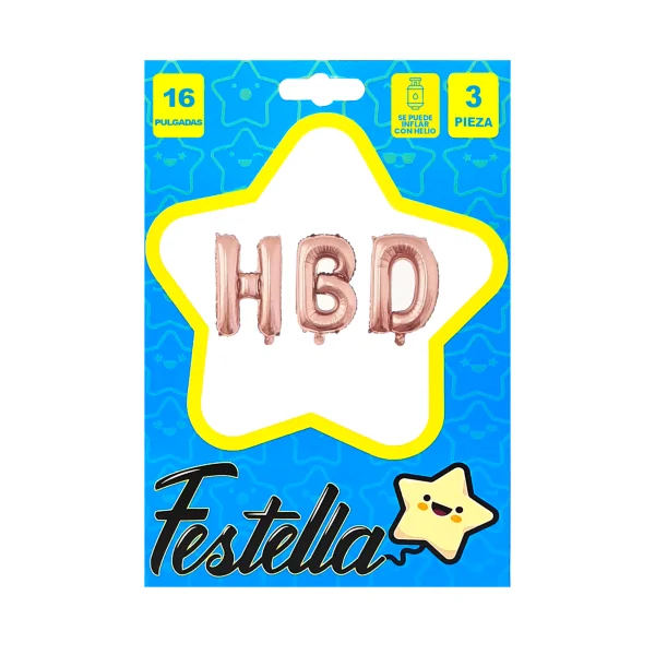 KIT GLOBO HBD 16" PALO ROSA (PQTX25)