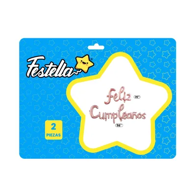 GLOBO FELIZ CUMPLEAÑOS CURSIVO PALO DE ROSA X3PCS (PQTX12)