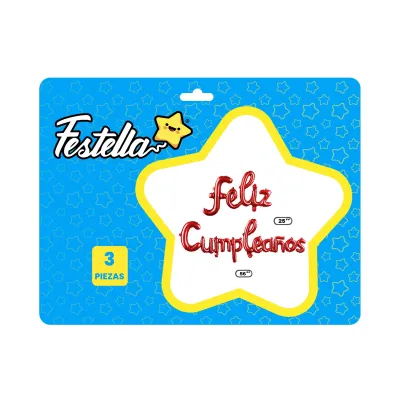 GLOBO FELIZ CUMPLEAÑOS CURSIVO ROJO X3PCS (PQTX12)