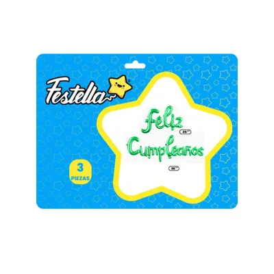 GLOBO FELIZ CUMPLEAÑOS CURSIVO VERDE X3PCS (PQTX12)