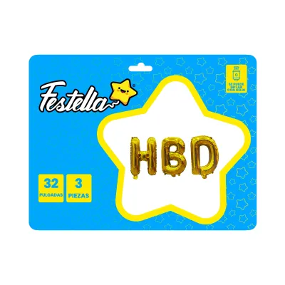 KIT GLOBO HBD DORADO X3PCS 32" (PQTX12)