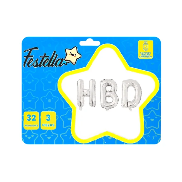 KIT GLOBO HBD 32" PLATEADO (PQTX12)