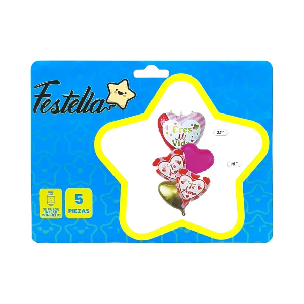 KIT GLOBO CORAZONES X5¨.
