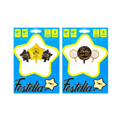 KIT GLOBO FELIZ CUMPLEAÑOS X3