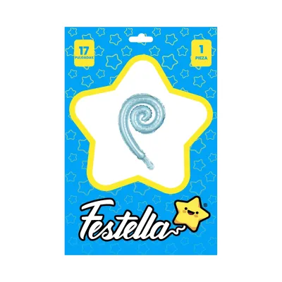 GLOBO KURLY ESPIRAL AZUL CLARO 17"(PQTX25)