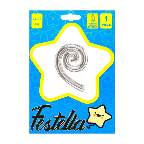 GLOBO KURLY ESPIRAL PLATEADO 17" (PQTX25)