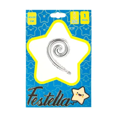 GLOBO KURLY ESPIRAL PLATEADO 17" (PQTX25)