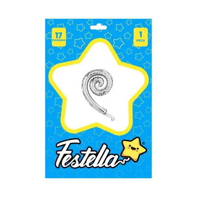 GLOBO KURLY ESPIRAL PLATEADO 17" (PQTX25)